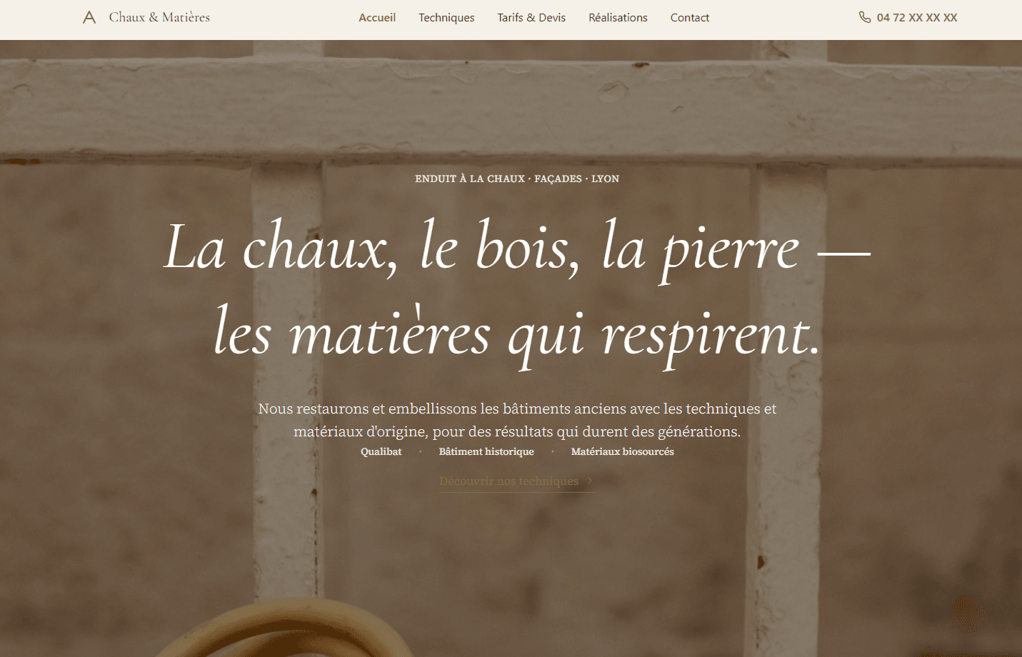 Aperçu du projet Chaux & Matières — site internet peinture Ivry-sur-Seine (94)