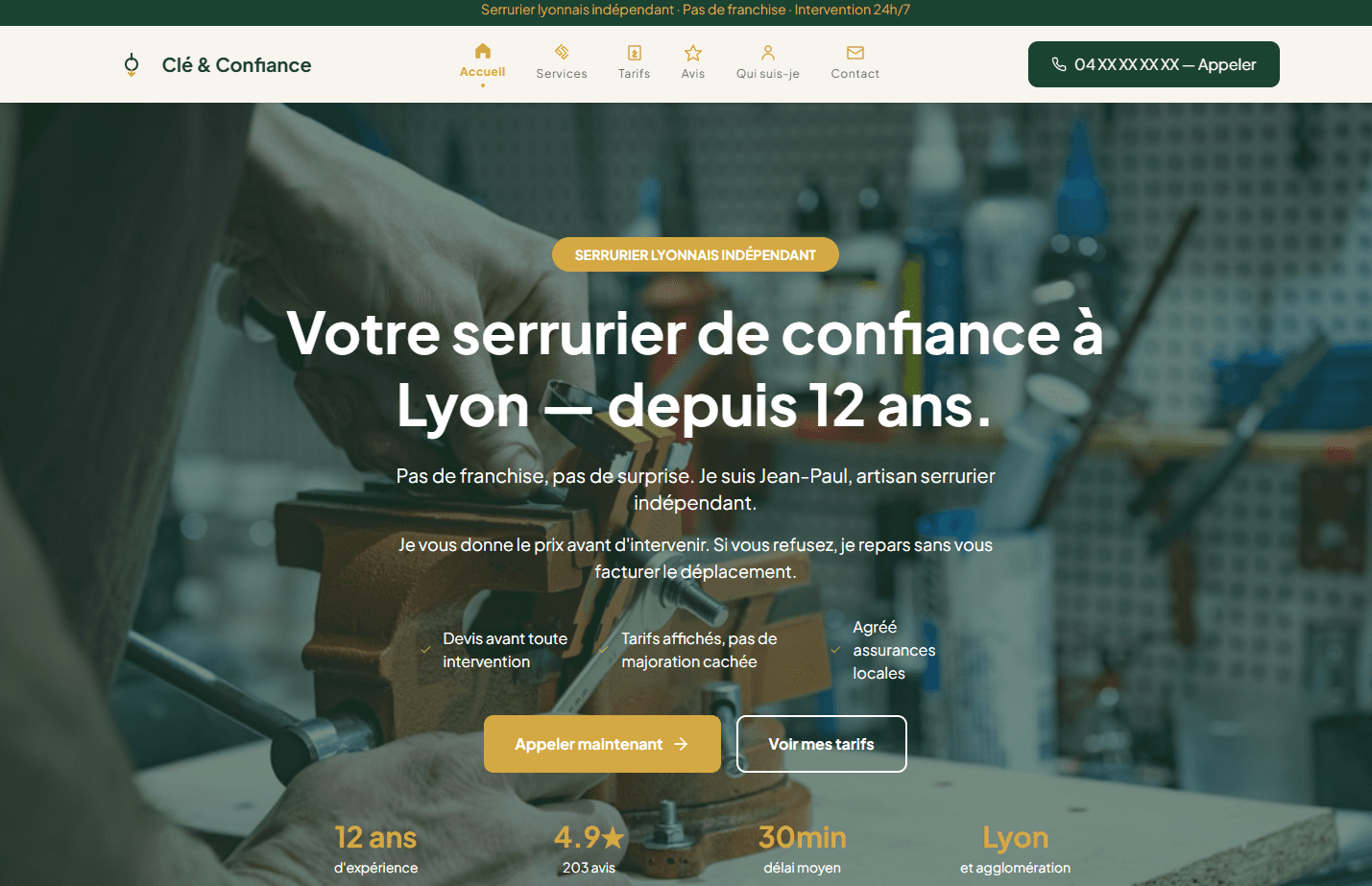 Maquette site internet serrurerie à Morsang-sur-Orge (91) — Clé & Confiance