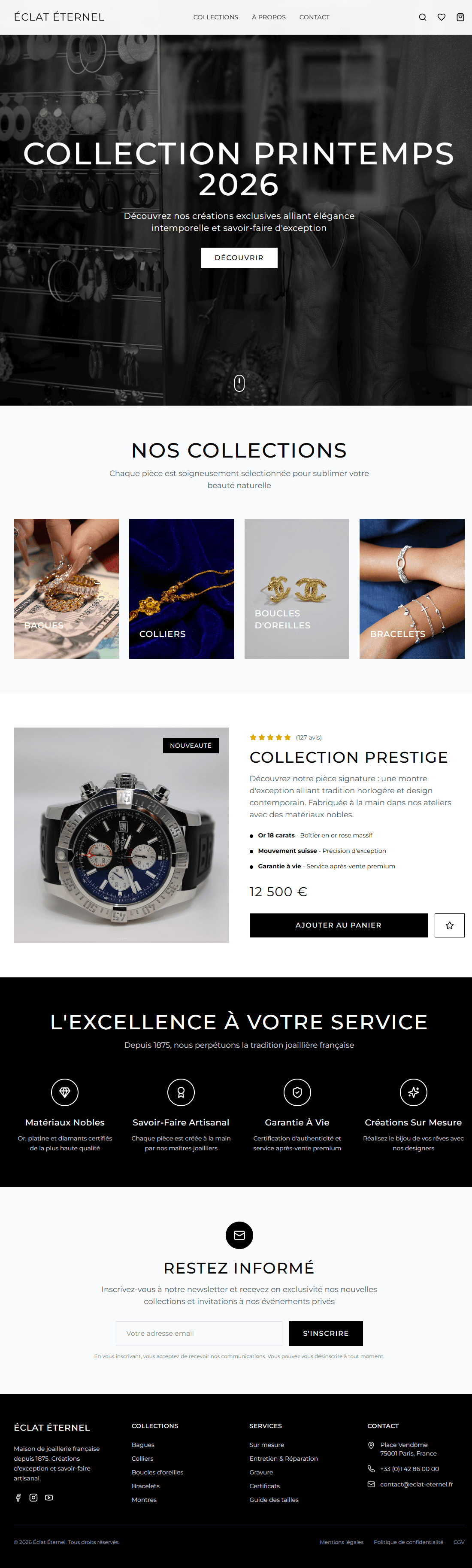 Aperçu du projet Éclat Éternel — site internet bijouterie France