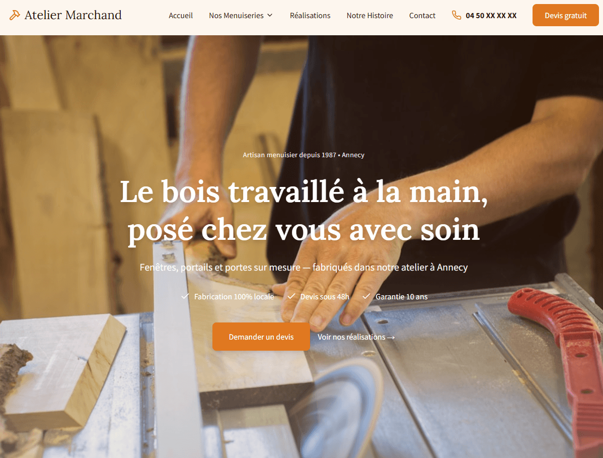 Aperçu du projet Menuiserie Art — site internet menuiserie Sainte-Geneviève-des-Bois (91)