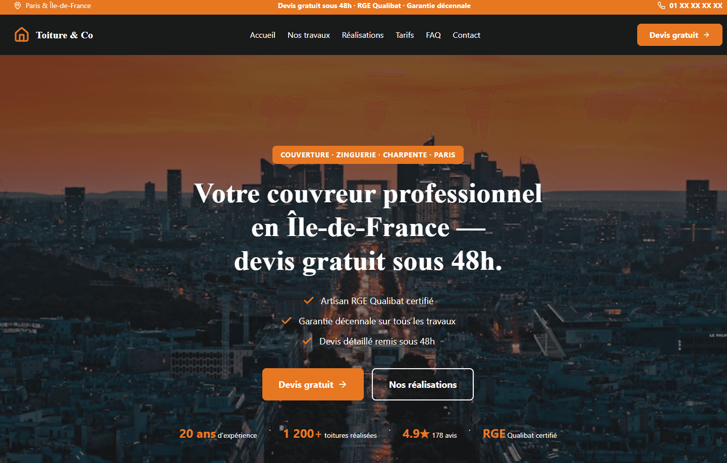 Aperçu du projet Toiture & Co — site internet toiture Châtenay-Malabry (92)